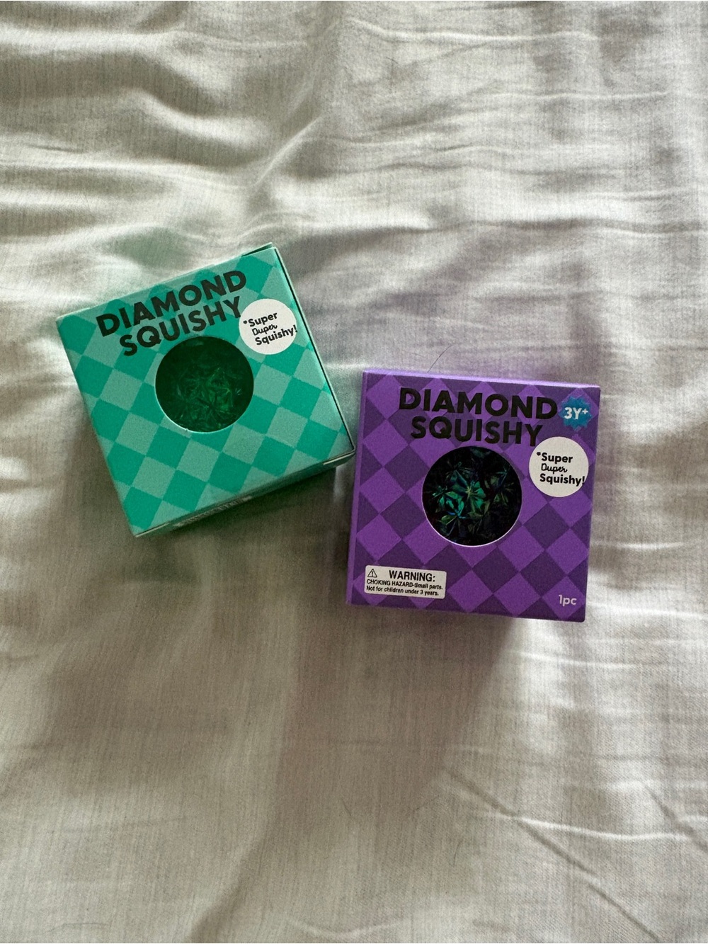 Diamond Squishy Set — Teal & Purple Packaged Stress Toys